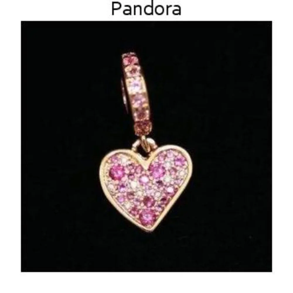 Pandora Pink Crystal Heart Bracelet Charm